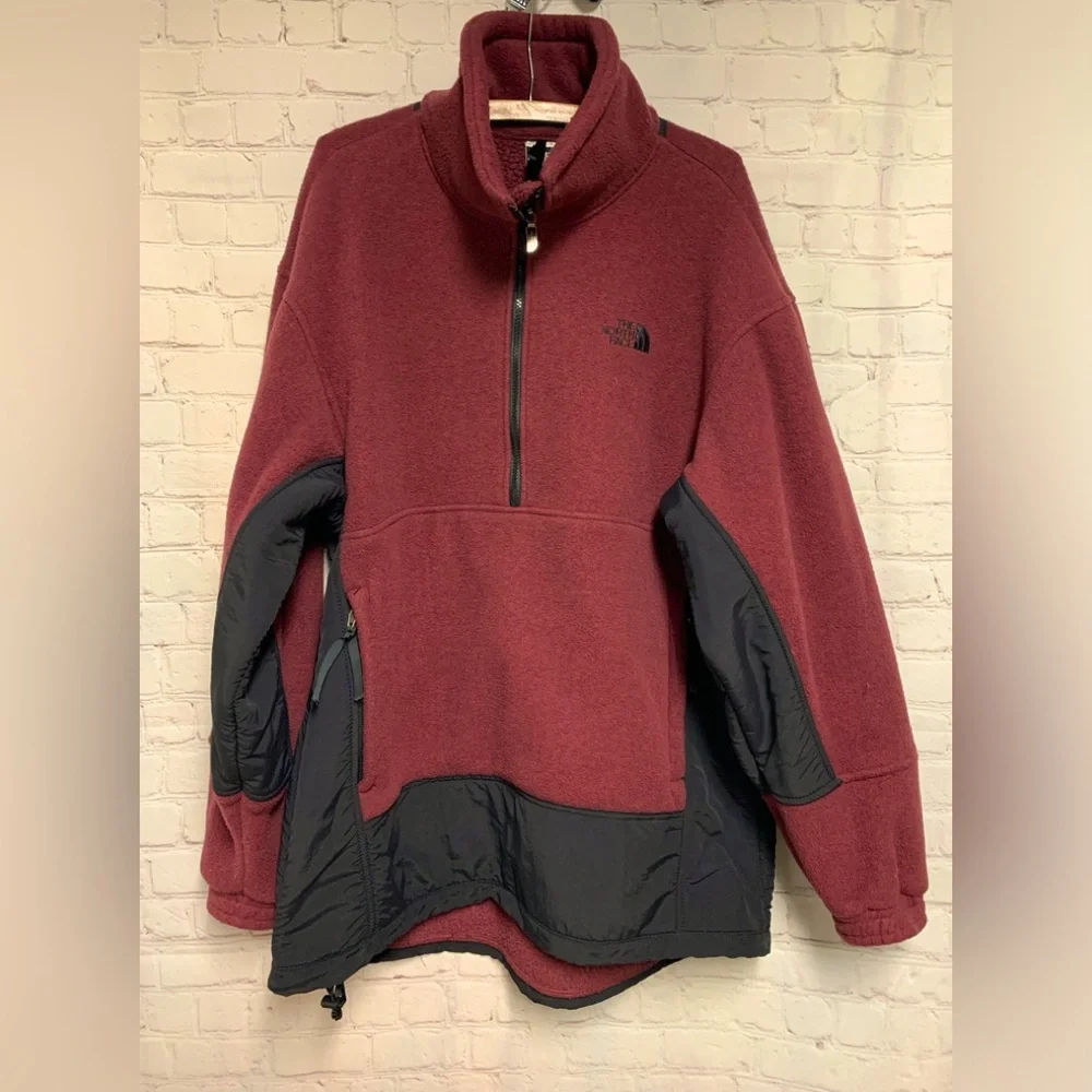 RARE Vintage The North Face Rage Burgundy Black Anorak Fleece Jacket Size XL USA - Picture 1 of 8